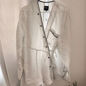 Zara Cream Wrap Kimono Shirt